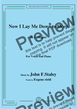 page one of John F.Staley-Now I Lay Me Down to Sleep,in G Major,for Voice and Piano