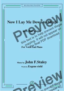 page one of John F.Staley-Now I Lay Me Down to Sleep,in G flat Major,for Voice and Piano