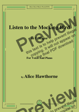 page one of Alice Hawthorne-Listen to the Mocking Bird,in C Major,for Voice&Pno