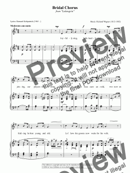 page one of Here comes the Bride - Download Sheet Music & Lyrics -Wagner Bridal Chorus