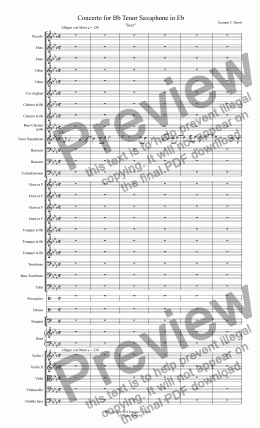 page one of Concerto for Bb Tenor Saxaphone in Eb