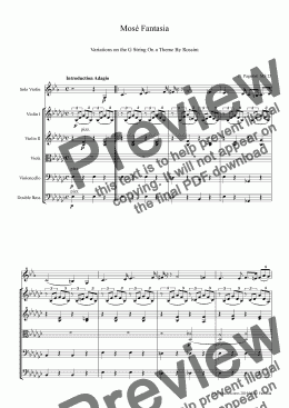 page one of Paganini Moses Fantasia for Violin and String Orchestra - Scordatura tuning