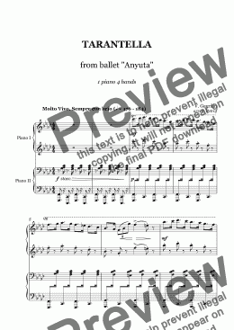 page one of V. Gavrilin - TARANTELLA  from ballet "Anyuta" - 1 piano 4 hands