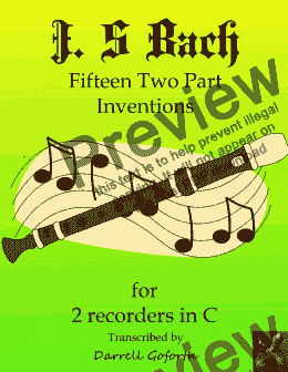 page one of Fifteen Two-Part Inventions for 2 Recorders in C