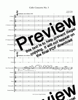 page one of Cello Concerto No 3 - Score and parts