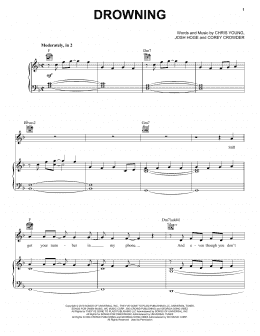 page one of Drowning (Piano, Vocal & Guitar Chords (Right-Hand Melody))