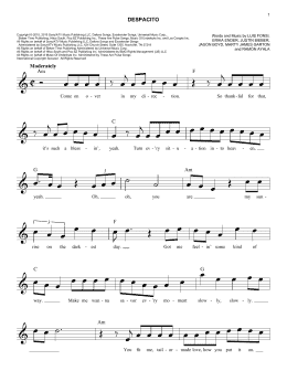 page one of Despacito (Easy Lead Sheet / Fake Book)