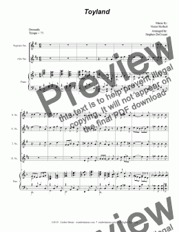 page one of Toyland (for Saxophone Quartet and Piano)