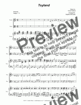 page one of Toyland (Duet for Violin and Viola - Alternate Version)