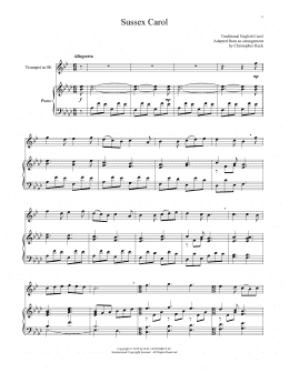 page one of Sussex Carol (Trumpet and Piano)