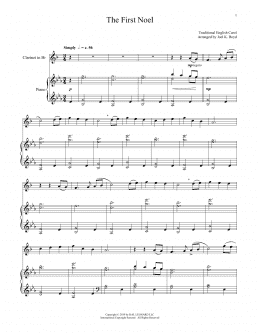 page one of The First Noel (Clarinet and Piano)