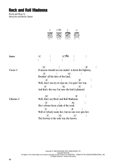 page one of Rock And Roll Madonna (from Rocketman) (Guitar Chords/Lyrics)