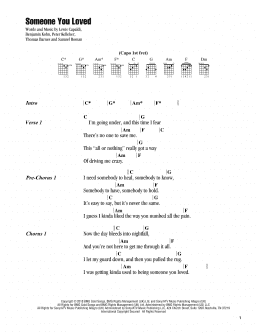 page one of Someone You Loved (Guitar Chords/Lyrics)