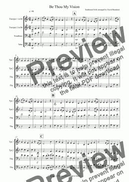 page one of Be Thou My Vision for Brass Quartet