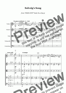 page one of GRIEG - Solveig's Song - string orchestra - score and parts