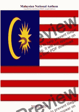 page one of Malaysian ("Negaraku" - "My Country") National  Anthem for Symphony Orchestra (Olympic National Anthem Series)