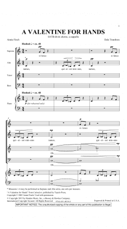 page one of A Valentine For Hands (SATB Choir)