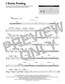 page one of I Gotta Feeling (Drum Chart)