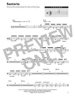 page one of Santeria (Drum Chart)