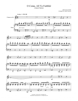 page one of O Come, All Ye Faithful (Clarinet and Piano)