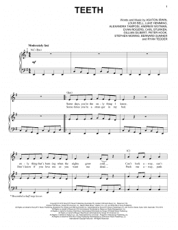 page one of Teeth (Piano, Vocal & Guitar Chords (Right-Hand Melody))