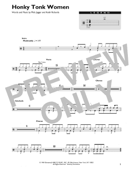 page one of Honky Tonk Women (Drum Chart)