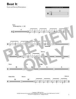 page one of Beat It (Drum Chart)