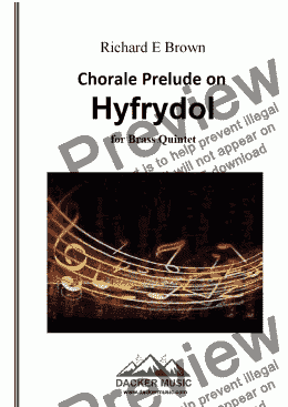 page one of Chorale Prelude on Hyfrydol - brass quintet