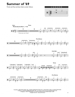 page one of Summer Of '69 (Drum Chart)