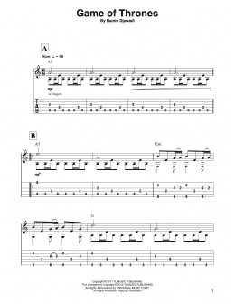 page one of Game Of Thrones (Solo Guitar)