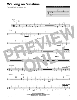 page one of Walking On Sunshine (Drum Chart)