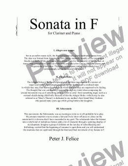 page one of Sonata in F for Clarinet and Piano