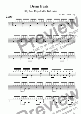 page one of 16th Note Drum Rhythms