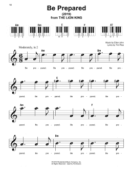 page one of Be Prepared (from The Lion King 2019) (Super Easy Piano)