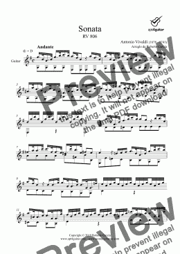 page one of Sonata RV 806 for solo guitar