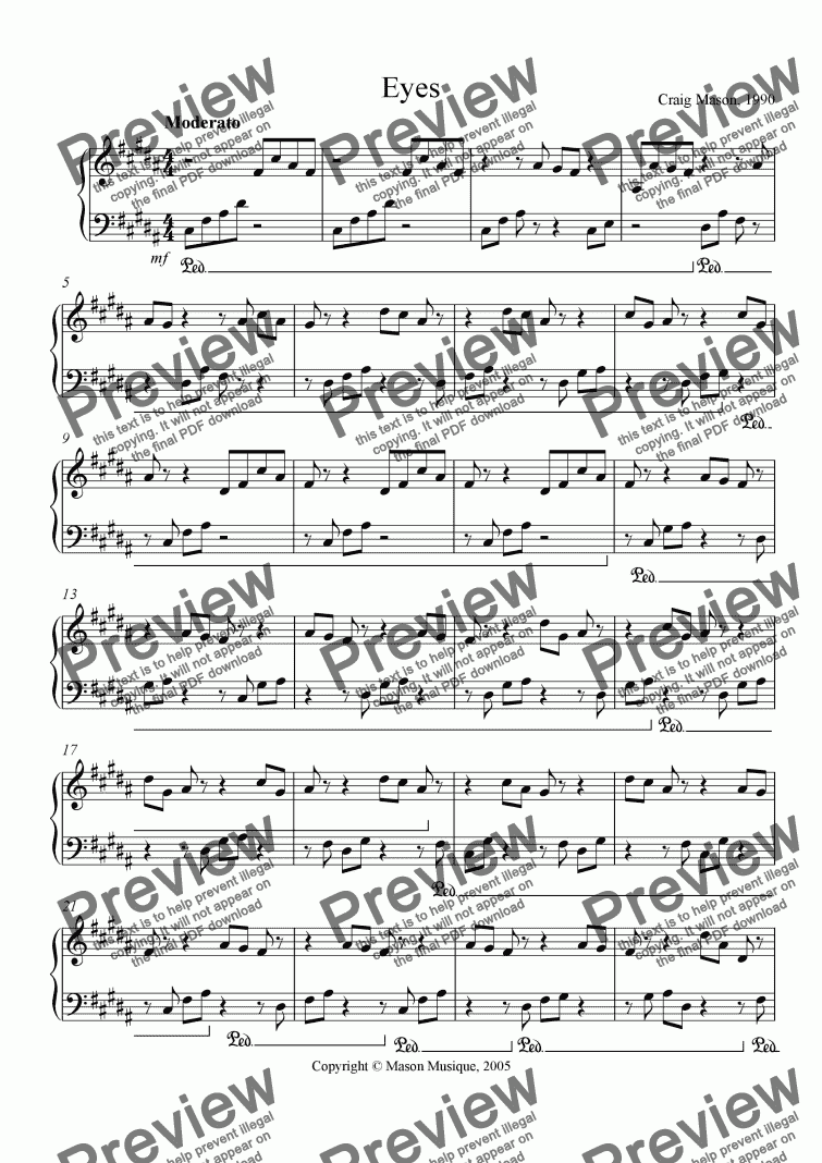 before your eyes game piano sheet music
