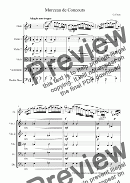 page one of Faure Morceau de Concours for Flute and String Orchestra