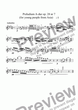 page one of Preludium A-dur op. 28 nr 7  (for young people from Asia)    ;-)