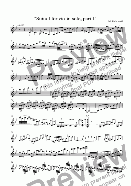 page one of "Suita I for violin solo, part I"