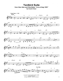 page one of Yardbird Suite (Alto Sax Transcription)