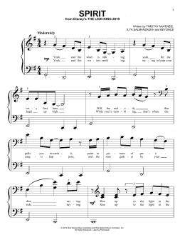 page one of Spirit (from The Lion King 2019) (Big Note Piano)