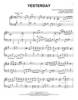 page one of Yesterday (arr. Marianne Kim) (Piano Solo)