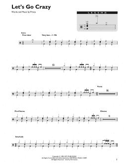 page one of Let's Go Crazy (Drum Chart)