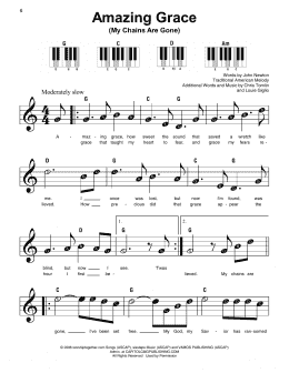 page one of Amazing Grace (My Chains Are Gone) (Super Easy Piano)