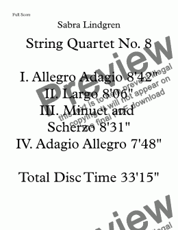 page one of String Quartet No. 8 II. Largo