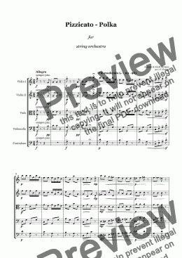 page one of J. Straus - PIZZICATO POLKA - string orchestra