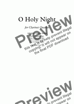 page one of O Holy Night For Clarinet Quartet