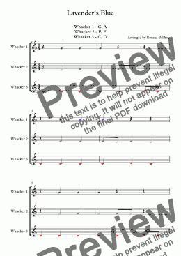 page one of Lavender's Blue for 8 Notes Diatonic Boomwhackers