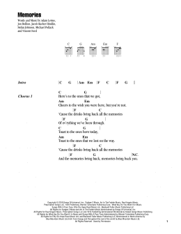 page one of Memories (Guitar Chords/Lyrics)