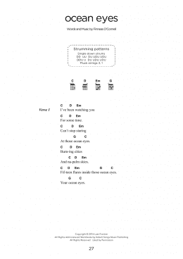 page one of ocean eyes (arr. Elise Ecklund) (Ukulele Chords/Lyrics)